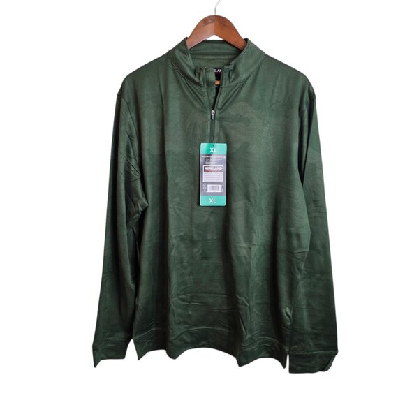 Kirkland Pullover Mens XL Green Camo Quarter Zip Sweater Performance Recycled - Picture 2 of 14